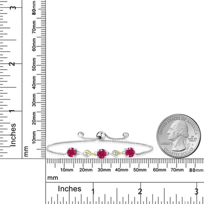 1.67カラット 天然 ルビー ブレスレット ラボグロウンダイヤモンド シルバー925 ＆10金 イエローゴールド K10 7月 誕生石