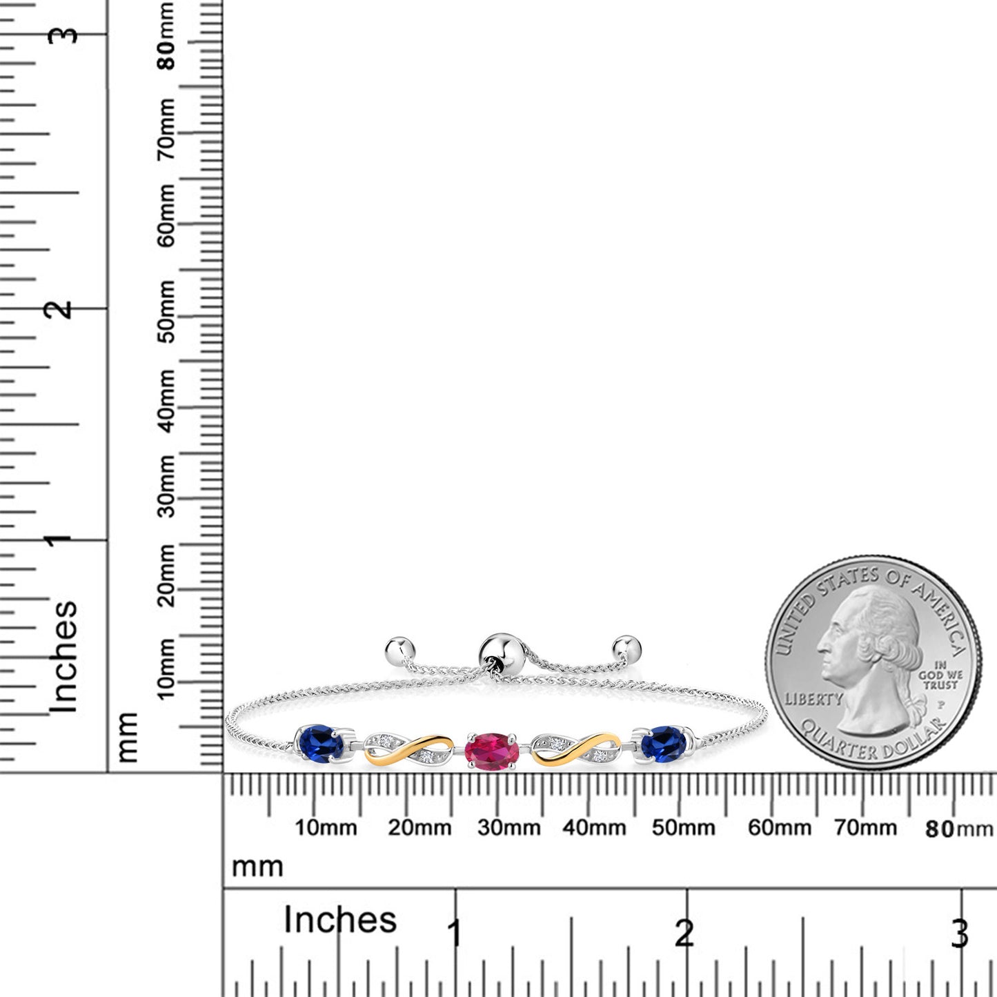 1.73カラット シンセティック サファイア ブレスレット シンセティック ルビー シルバー925 ＆10金 イエローゴールド K10 9月 誕生石