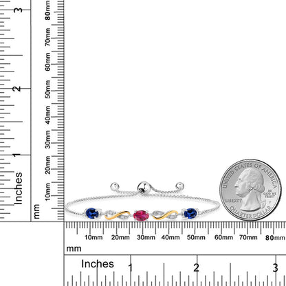 1.73カラット シンセティック サファイア ブレスレット シンセティック ルビー シルバー925 ＆10金 イエローゴールド K10 9月 誕生石