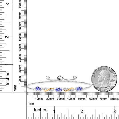 1.38カラット 天然石 タンザナイト ブレスレット シルバー925 ＆10金 イエローゴールド K10 12月 誕生石