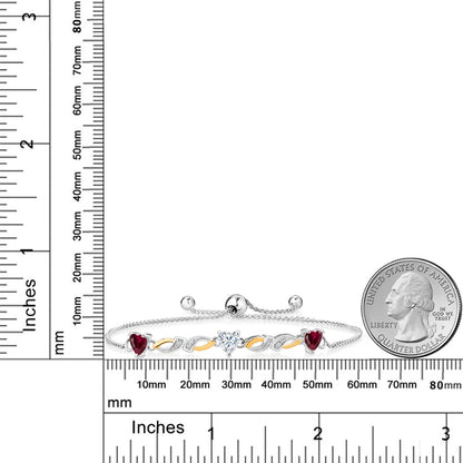 1.73カラット シンセティック ルビー ブレスレット モアサナイト シルバー925 ＆10金 イエローゴールド K10 7月 誕生石