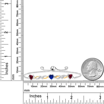 1.73カラット  シンセティック ルビー ブレスレット  シンセティック サファイア シルバー925 ＆10金 イエローゴールド K10  7月 誕生石