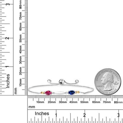 1.14カラット  シンセティック ルビー ブレスレット  シンセティック サファイア シルバー925 ＆10金 イエローゴールド K10  7月 誕生石