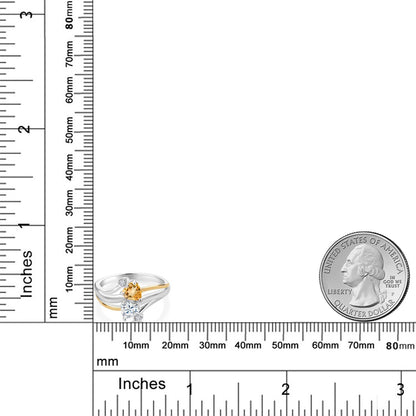 0.9カラット 天然 シトリン リング 指輪 モアサナイト シルバー925 ＆10金 イエローゴールド K10 11月 誕生石