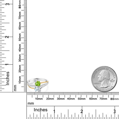 0.93カラット  天然石 ペリドット リング 指輪  天然 アクアマリン シルバー925 ＆10金 イエローゴールド K10  8月 誕生石