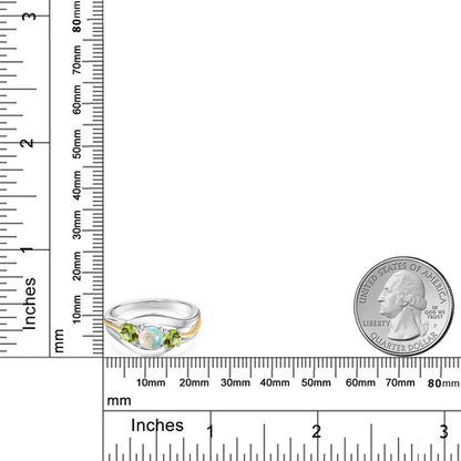 1.1カラット シミュレイテッド ホワイトオパール リング 指輪 天然石 ペリドット シルバー925 ＆10金 イエローゴールド K10 10月 誕生石