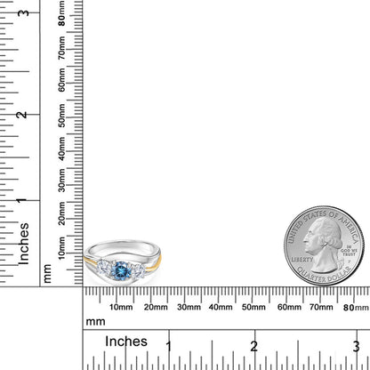 1.04カラット ブルー モアサナイト リング 指輪 ラボグロウンダイヤモンド シルバー925 ＆10金 イエローゴールド K10