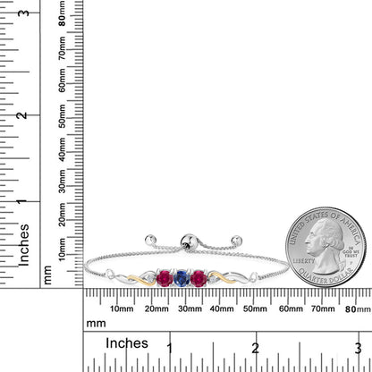 2.62カラット  シンセティック サファイア ブレスレット  シンセティック ルビー シルバー925 ＆10金 イエローゴールド K10  9月 誕生石