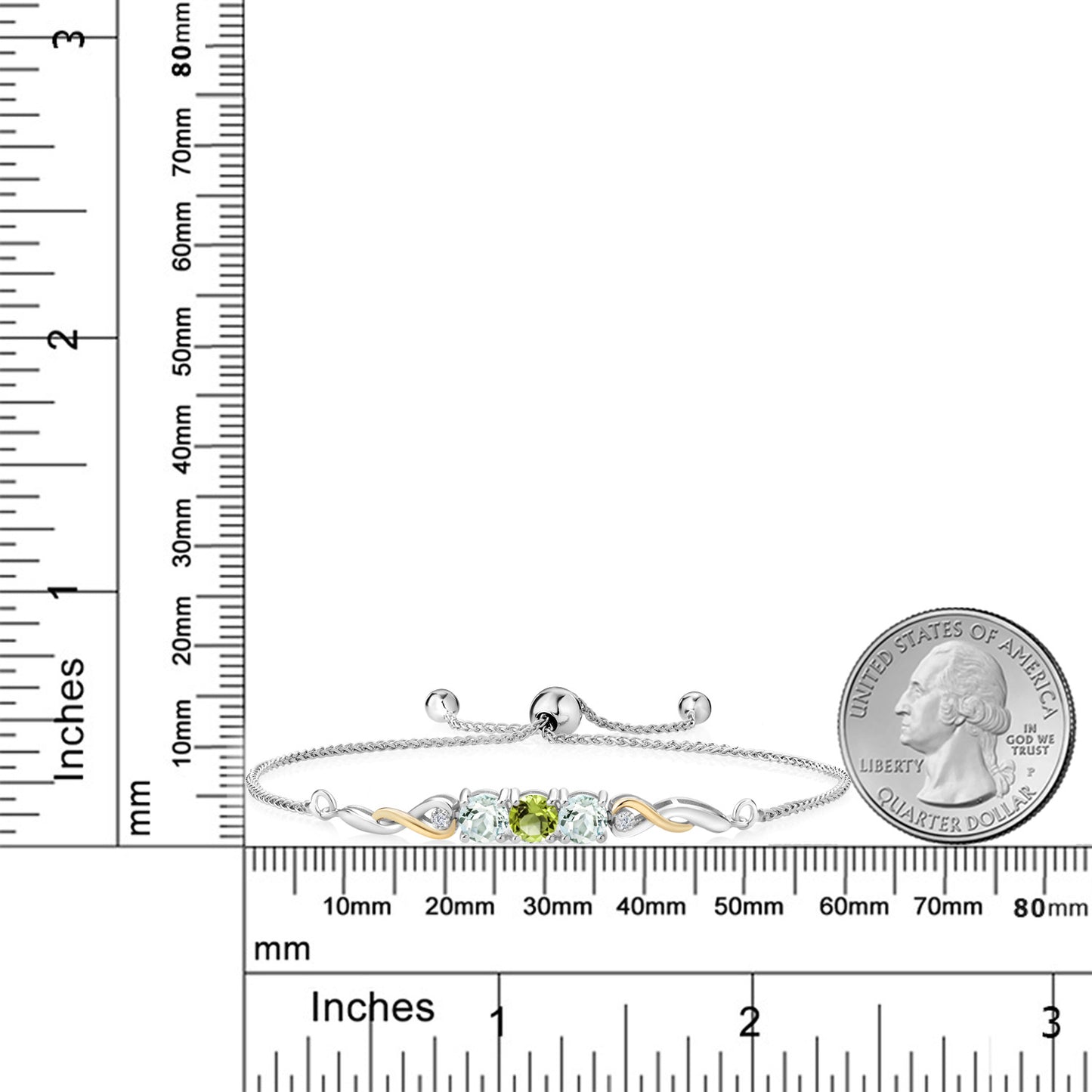 1.57カラット 天然石 ペリドット ブレスレット 天然 アクアマリン シルバー925 ＆10金 イエローゴールド K10 8月 誕生石