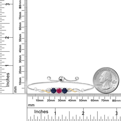 1.77カラット  天然 ルビー ブレスレット  天然 サファイア シルバー925 ＆10金 イエローゴールド K10  7月 誕生石