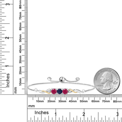 1.72カラット 天然 サファイア ブレスレット 天然 ルビー シルバー925 ＆10金 イエローゴールド K10 9月 誕生石
