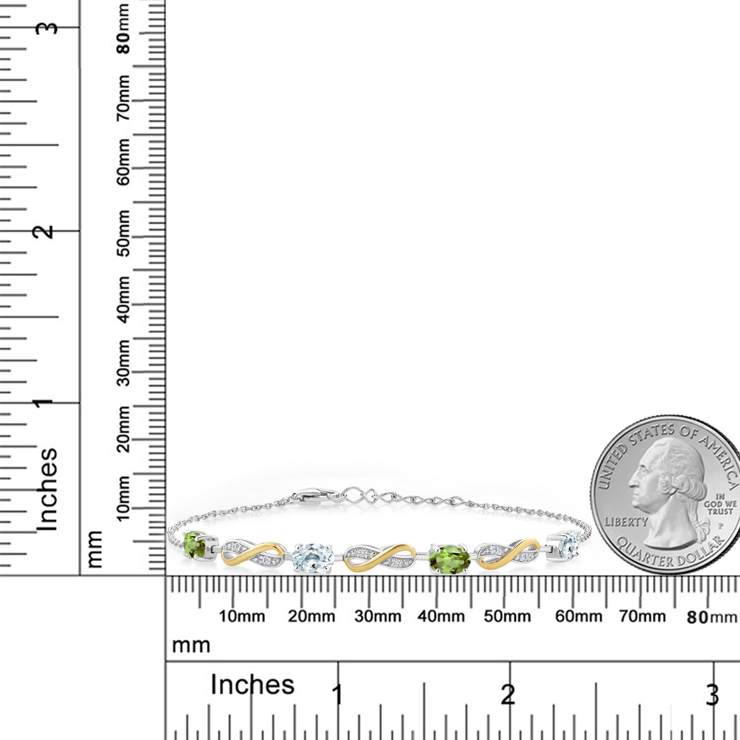2.05カラット 天然石 ペリドット ブレスレット 天然 アクアマリン シルバー925 ＆10金 イエローゴールド K10 8月 誕生石