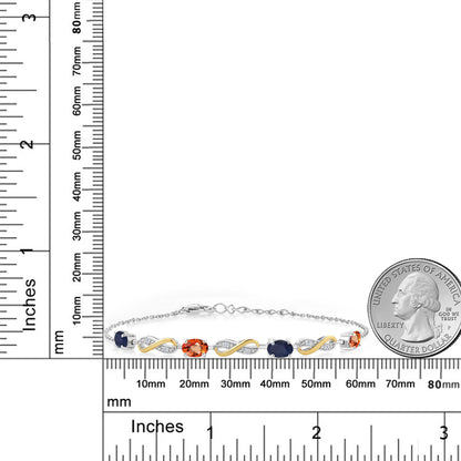 2.26カラット 天然 サファイア ブレスレット 天然 オレンジサファイア シルバー925 ＆10金 イエローゴールド K10 9月 誕生石