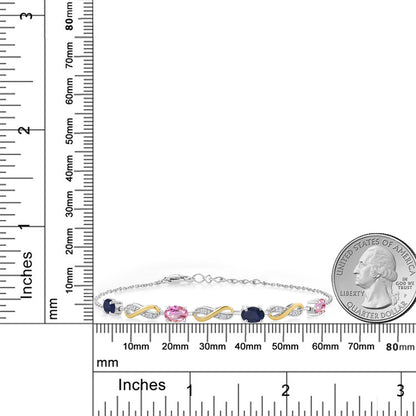 2.36カラット 天然 サファイア ブレスレット 天然 ピンクサファイア シルバー925 ＆10金 イエローゴールド K10 9月 誕生石