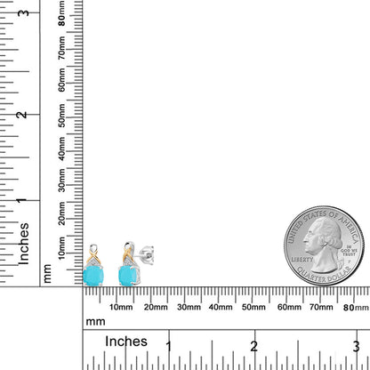 1.81カラット 天然石 ターコイズ ピアス ラボグロウンダイヤモンド シルバー925 ＆10金 イエローゴールド K10 12月 誕生石