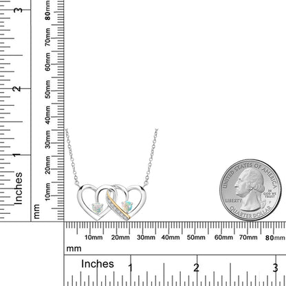 0.53カラット シミュレイテッド ホワイトオパール オープンハート ネックレス シルバー925 ＆10金 イエローゴールド K10 10月 誕生石