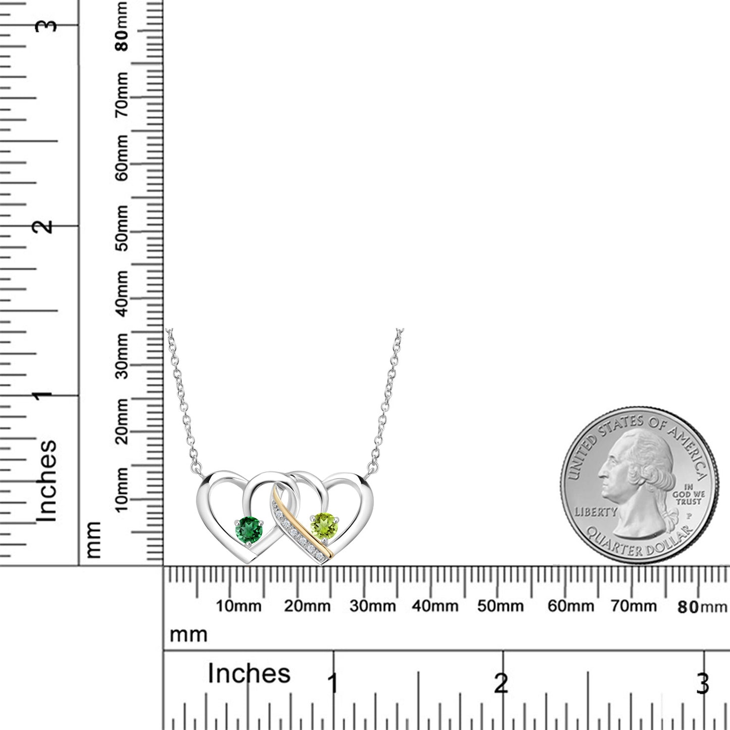 0.63カラット ナノエメラルド オープンハート ネックレス 天然石 ペリドット シルバー925 ＆10金 イエローゴールド K10 5月 誕生石