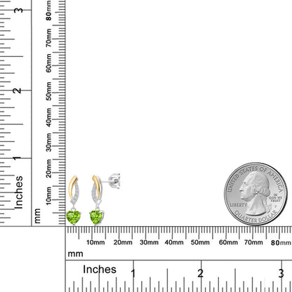 1.07カラット 天然石 ペリドット ピアス ラボグロウンダイヤモンド シルバー925 ＆10金 イエローゴールド K10 8月 誕生石