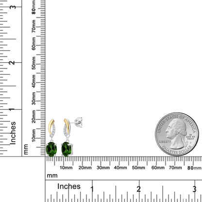 2.47カラット 天然 クロムダイオプサイド ピアス ラボグロウンダイヤモンド シルバー925 ＆10金 イエローゴールド K10