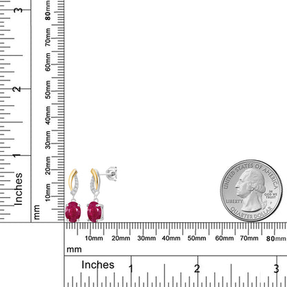 3.27カラット  天然 ルビー ピアス  ラボグロウンダイヤモンド シルバー925 ＆10金 イエローゴールド K10  7月 誕生石