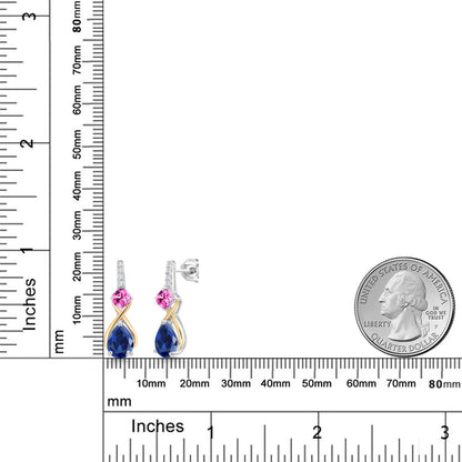 4.75カラット シンセティック サファイア ピアス シンセティック ピンクサファイア シルバー925 ＆10金 イエローゴールド K10 9月 誕生石