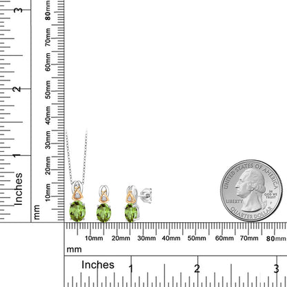 3.27カラット 天然石 ペリドット ネックレス ピアス セット シルバー925 ＆10金 イエローゴールド K10 8月 誕生石