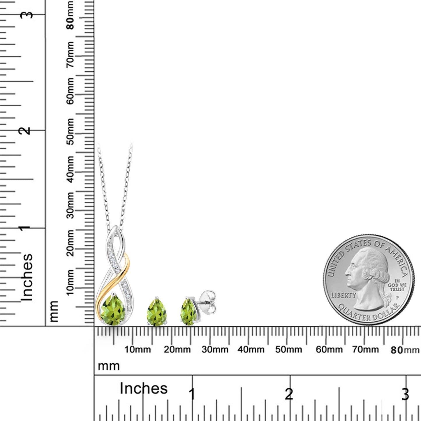 2.5カラット 天然石 ペリドット ネックレス ピアス セット シルバー925 ＆10金 イエローゴールド K10 8月 誕生石