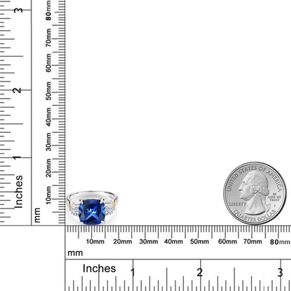 5.78カラット  シンセティック サファイア リング 指輪  モアサナイト シルバー925 ＆イエローゴールド  9月 誕生石