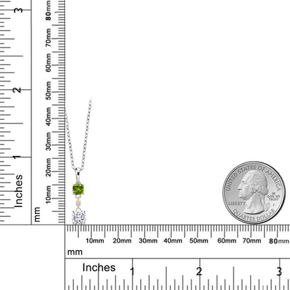 0.97カラット モアサナイト ネックレス 天然石 ペリドット シルバー925 ＆10金 イエローゴールド K10