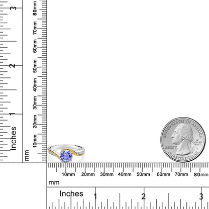 0.95カラット 天然石 タンザナイト リング 指輪 モアサナイト シルバー925 ＆10金 イエローゴールド K10 12月 誕生石