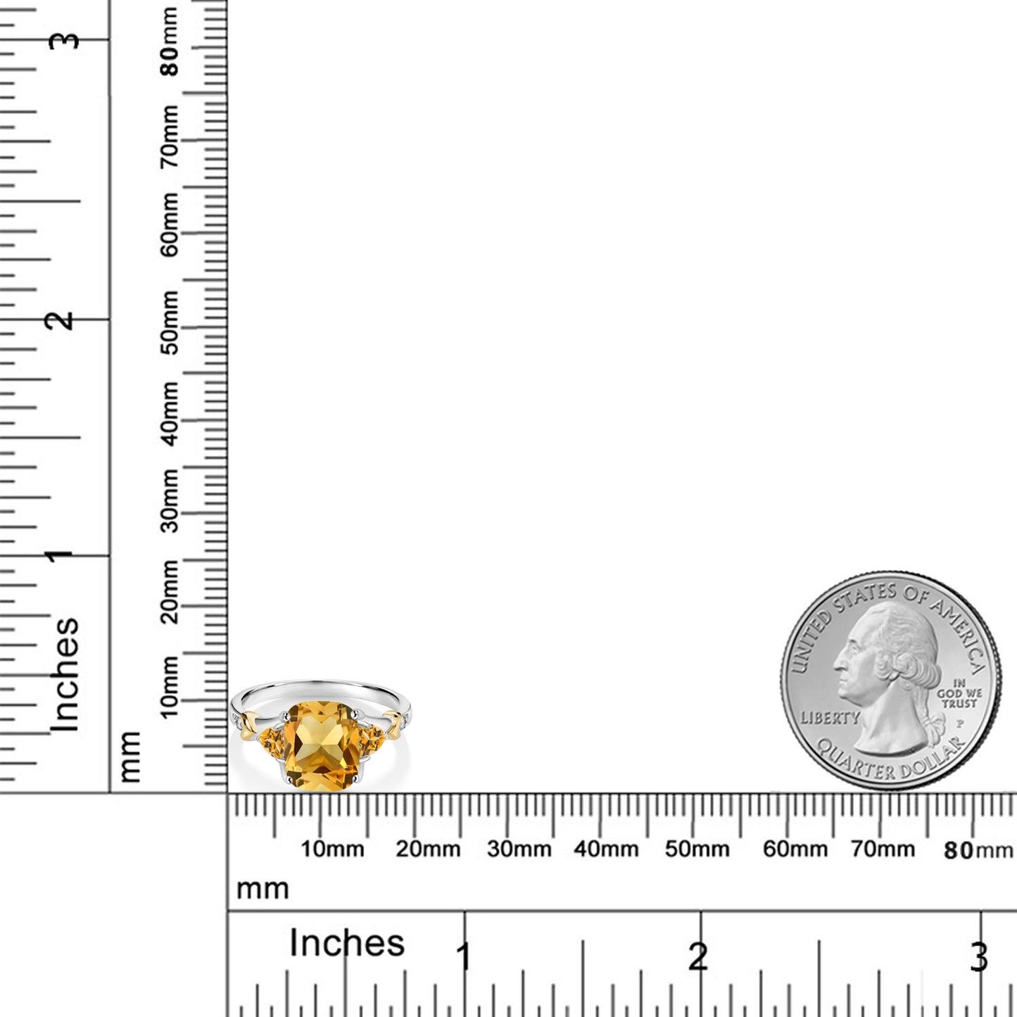 3.14カラット 天然 シトリン リング 指輪 シルバー925 ＆10金 イエローゴールド K10 11月 誕生石