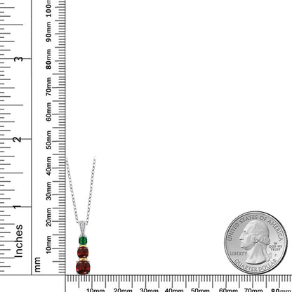 1.4カラット 天然 ガーネット トリロジー ネックレス シルバー925 ＆イエローゴールド 1月 誕生石