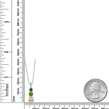 1.02カラット 天然 モルガナイト トリロジー ネックレス 天然石 ペリドット シルバー925 ＆イエローゴールド 4月 誕生石