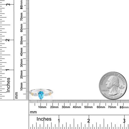 1.06カラット 天然 スイスブルートパーズ リング 指輪 モアサナイト シルバー925 ＆10金 イエローゴールド K10 11月 誕生石