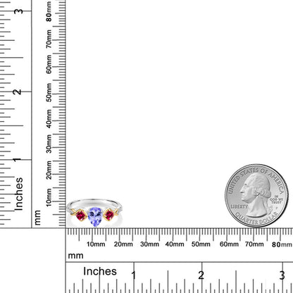 1.01カラット 天然石 タンザナイト リング 指輪 シンセティック ルビー シルバー925 ＆10金 イエローゴールド K10 12月 誕生石