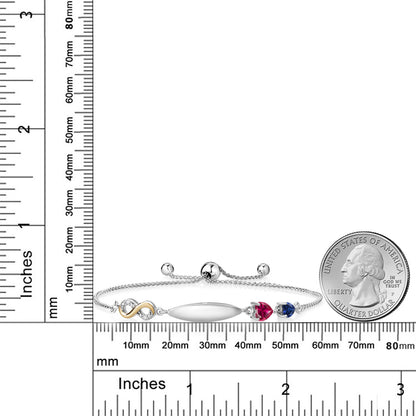 1.12カラット  シンセティック ルビー ブレスレット  シンセティック サファイア シルバー925 ＆イエローゴールド  7月 誕生石