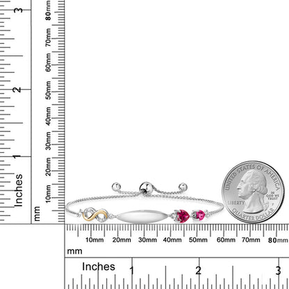 1.12カラット  シンセティック ルビー ブレスレット  シンセティック ピンクサファイア シルバー925 ＆イエローゴールド  7月 誕生石
