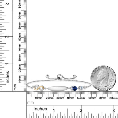 0.75カラット シンセティック サファイア ブレスレット モアサナイト シルバー925 ＆10金 イエローゴールド K10 9月 誕生石