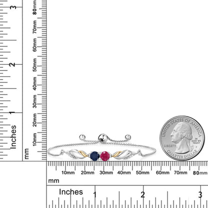 1.17カラット 天然 ルビー ブレスレット 天然 サファイア シルバー925 ＆イエローゴールド 7月 誕生石