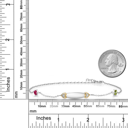 0.67カラット  天然 ルビー アンクレット  天然石 ペリドット シルバー925 ＆イエローゴールド  7月 誕生石