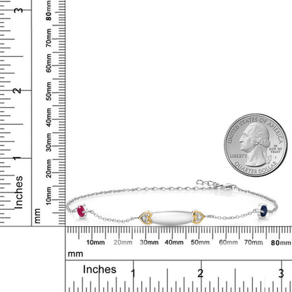 0.72カラット  天然 ルビー アンクレット  天然 サファイア シルバー925 ＆イエローゴールド  7月 誕生石