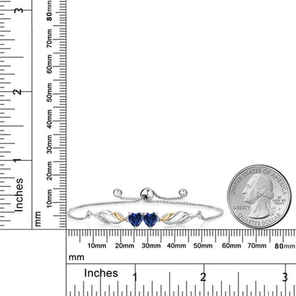 1.02カラット シンセティック サファイア ブレスレット シルバー925 ＆10金 イエローゴールド K10 9月 誕生石