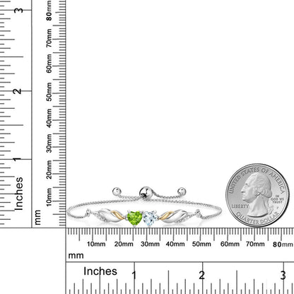 0.93カラット 天然石 ペリドット ブレスレット 天然 アクアマリン シルバー925 ＆10金 イエローゴールド K10 8月 誕生石
