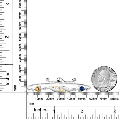 0.98カラット 天然 シトリン ブレスレット シンセティック サファイア シルバー925 ＆10金 イエローゴールド K10 11月 誕生石