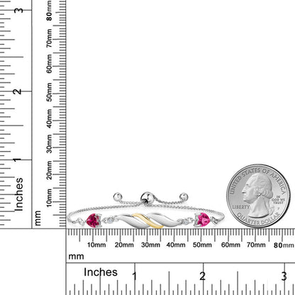 1.22カラット  シンセティック ルビー ブレスレット  シンセティック ピンクサファイア シルバー925 ＆イエローゴールド  7月 誕生石