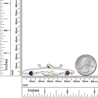 1.07カラット シンセティック サファイア ブレスレット 天然 ロードライトガーネット シルバー925 ＆10金 イエローゴールド K10 9月 誕生石