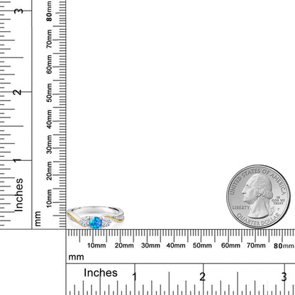 0.48カラット シミュレイテッド ブルーオパール リング 指輪 モアサナイト シルバー925 ＆10金 イエローゴールド K10 10月 誕生石