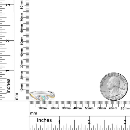 0.48カラット シミュレイテッド ホワイトオパール リング 指輪 ラボグロウンダイヤモンド シルバー925 ＆10金 イエローゴールド K10 10月 誕生石