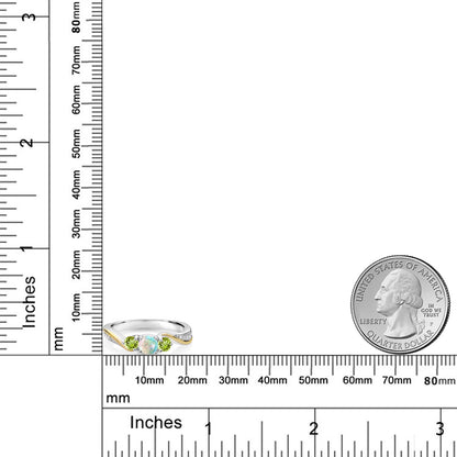 0.52カラット シミュレイテッド ホワイトオパール リング 指輪 天然石 ペリドット シルバー925 ＆10金 イエローゴールド K10 10月 誕生石