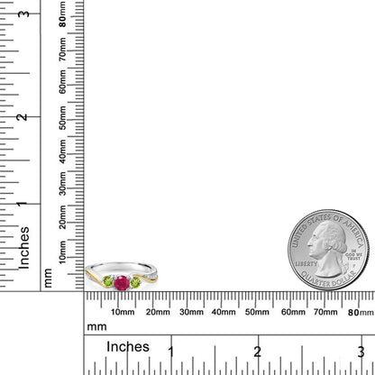 0.62カラット  天然 ルビー リング 指輪  天然石 ペリドット シルバー925 ＆イエローゴールド  7月 誕生石